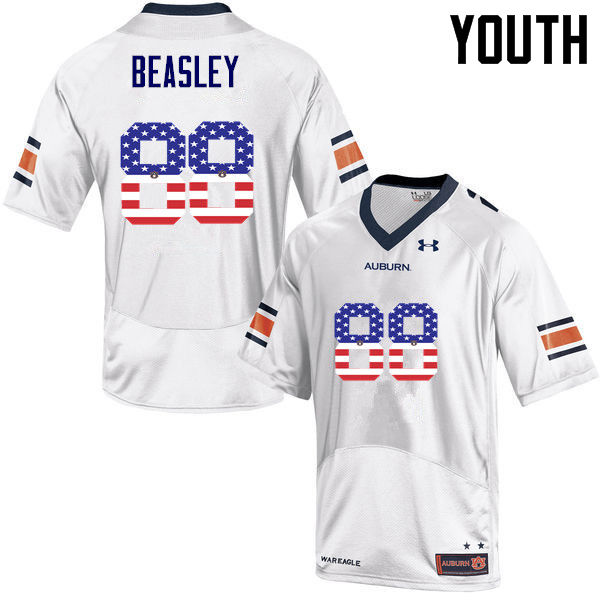 Youth #88 Terry Beasley Auburn Tigers USA Flag Fashion College Football Jerseys-White